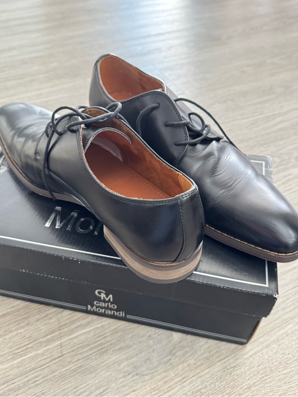 Men's Black Leather Derby Lace-Ups